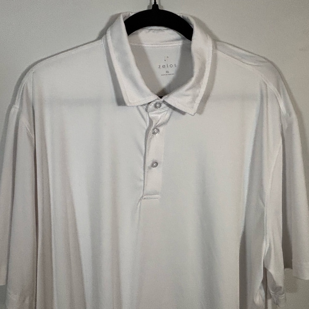 Zelos White Performance Polo Shirt Men’s XL Moisture Wicking Golf Activewear